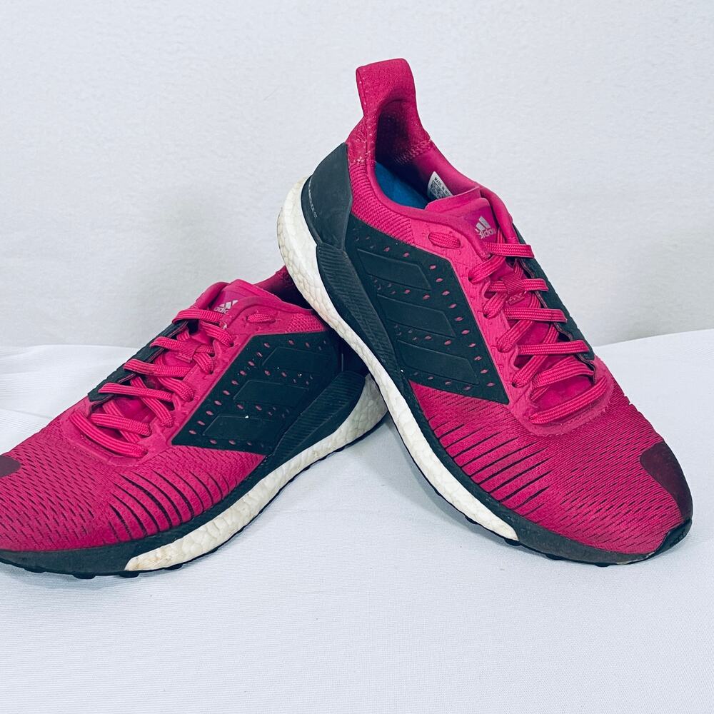 Adidas Running Shoes Womens 8.5 Pink Black Solar Glide ST Sneaker Trainer BB6616